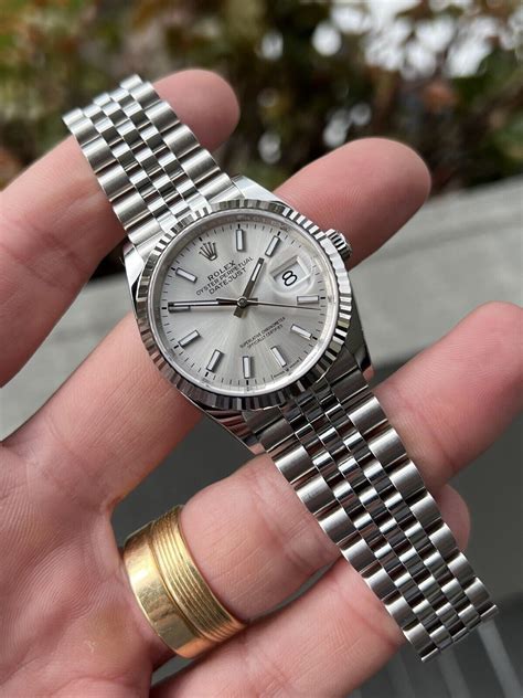 2017 rolex datejust 36 silver dial|Rolex 36mm Datejust with diamonds.